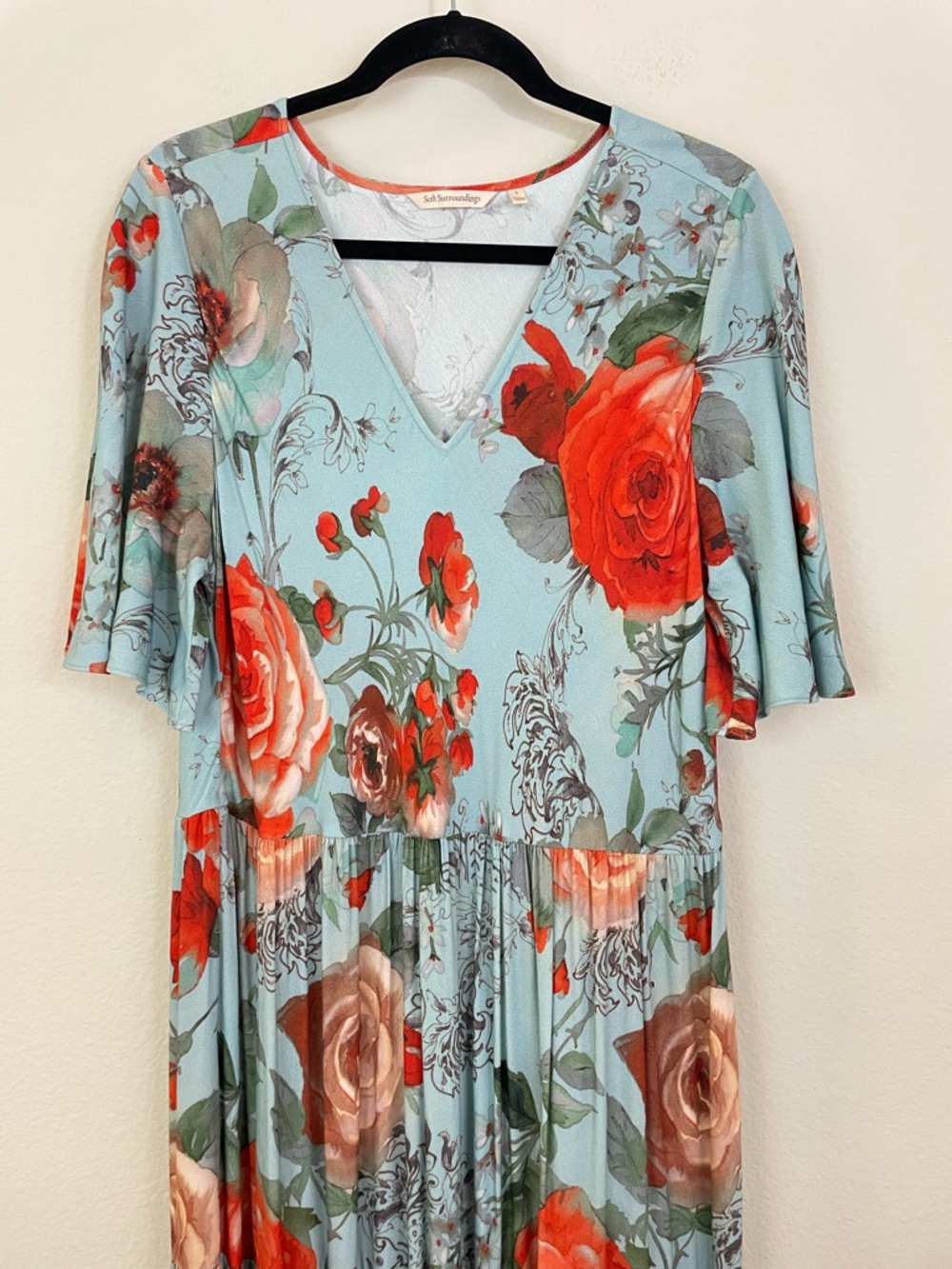 Soft Surroundings Blue Floral Tiered First Blooms Maxi Dress Size Large - Picture 6 of 14